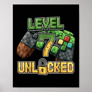 Poster Chemise de garçon d'anniversaire Niveau 7 Débloqué