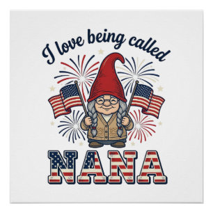 Poster Chemise de grand-mère vintage Gnome Nana patriotiq
