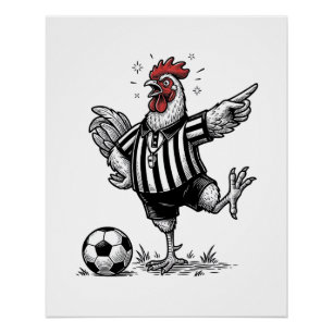 Poster Chemise de gravure vintage de football de poulet d
