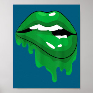 Poster Chemise de la Saint-Patrick Lèvres baisers verts i