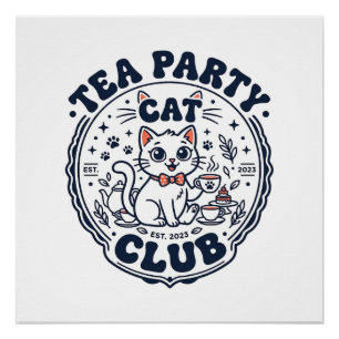 Poster Chemise de l'amant de chat de thé Party Art - Chat
