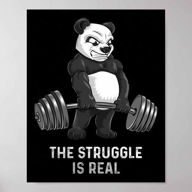 Poster Chemise de levage de l'ours Panda Powerlifter Funn (Devant)