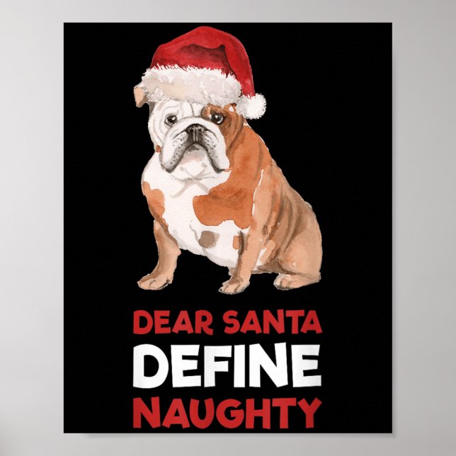 Poster Chemise de Noël Bulldog Anglais Cher Père Noël Déf (Devant)