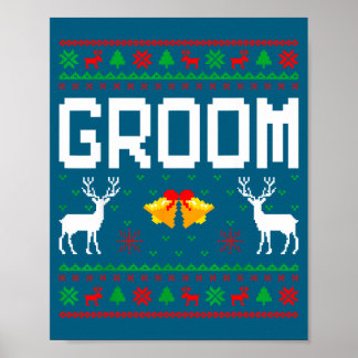 Poster Chemise de Noël laide de couple marié mariée mari 