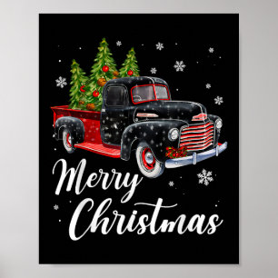 Poster Chemise de Noël Vintage Arbre sur Camion rouge voi