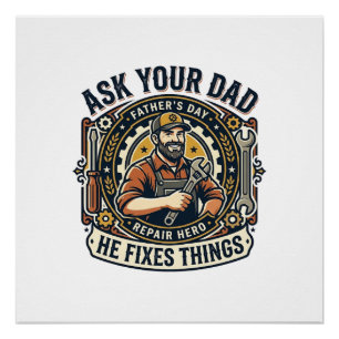 Poster Chemise de réparation de papa de la fête des pères