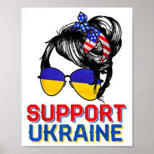 Poster Chemise de soutien à l'Ukraine Femme Drapeau Améri
