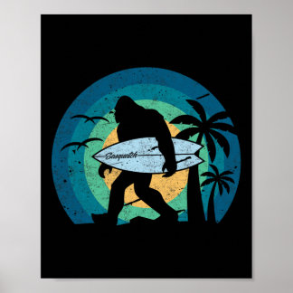 Poster Chemise de surf Bigfoot drôle Sasquatch Yeti Surf 