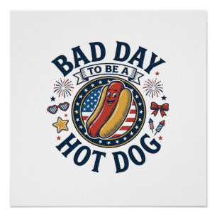 Poster Chemise drôle de 4 juillet de chien chaud patrioti