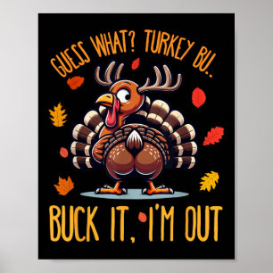 Poster Chemise drôle de Thanksgiving Devinez quel derrièr