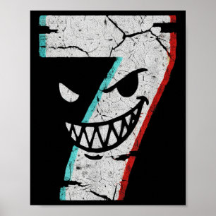 Poster Chemise du numéro 7 maléfique - Blague 7 a mangé 9