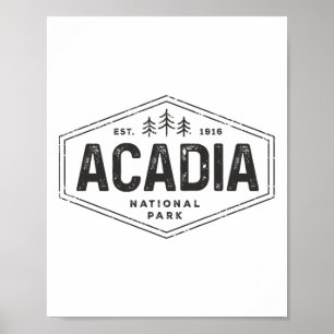 Poster Chemise du parc national d'Acadia Vintage Tree Hex