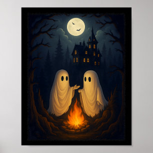 Poster Chemise Fantôme Feu de Campement Haunted Forêt Feu
