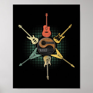 Poster Chemise guitare. Style Rétro, Cadeau Pour Guitaris