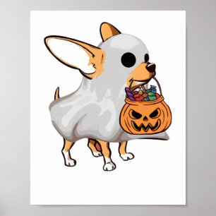 Poster Chemise Halloween Citrouille Fantôme Chihuahua
