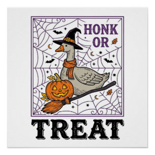 Poster Chemise Halloween Oie Sorcière Honk Or Treat Vinta