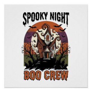 Poster Chemise Halloween Vintage Boo Night Maison Hantée
