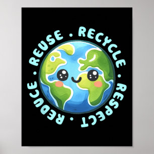 Poster Chemise jour des terres Réduire Réutiliser Recycle
