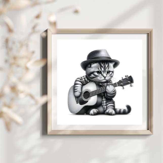 Poster Chemise Kitten Casquette Acoustique Guitare Portra (Créateur téléchargé)