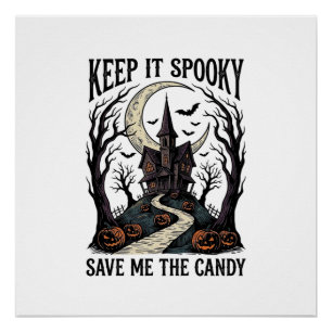 Poster Chemise Maison Hantée Gravure Halloween Vintage Ar