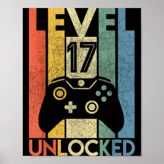 Poster Chemise Niveau 17 Débloqué Drôle de Joueur de Jeu 