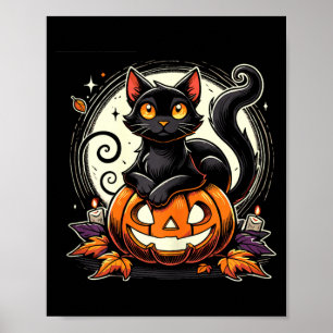 Poster Chemise noire Halloween pour femmes rétro automne