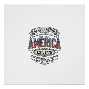 Poster Chemise patriotique vintage pour le 250e anniversa