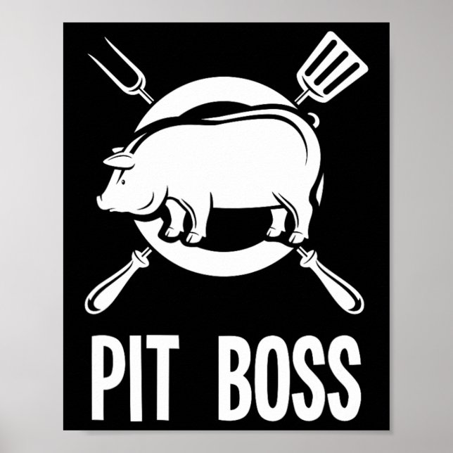 Poster Chemise Pot Boss Bbq Funny Pitmaster Pig Grilling  (Devant)