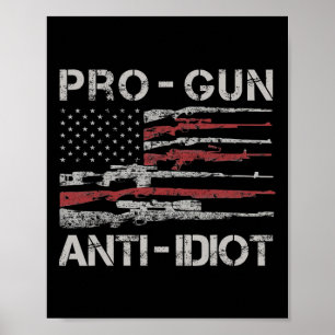 Poster Chemise Pro Gun Anti Idiot Drapeau Usa Vintage 2èm