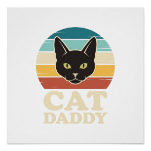 Poster Chemise Rétro Crépuscule Chat Noir Vintage Cat Dad