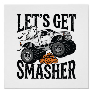 Poster Chemise Rétro Écrasante de Camion Monstre d'Hallow