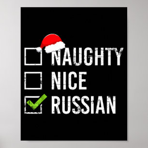 Poster Chemise russe Nice Naughty Père Noël drôle Russie