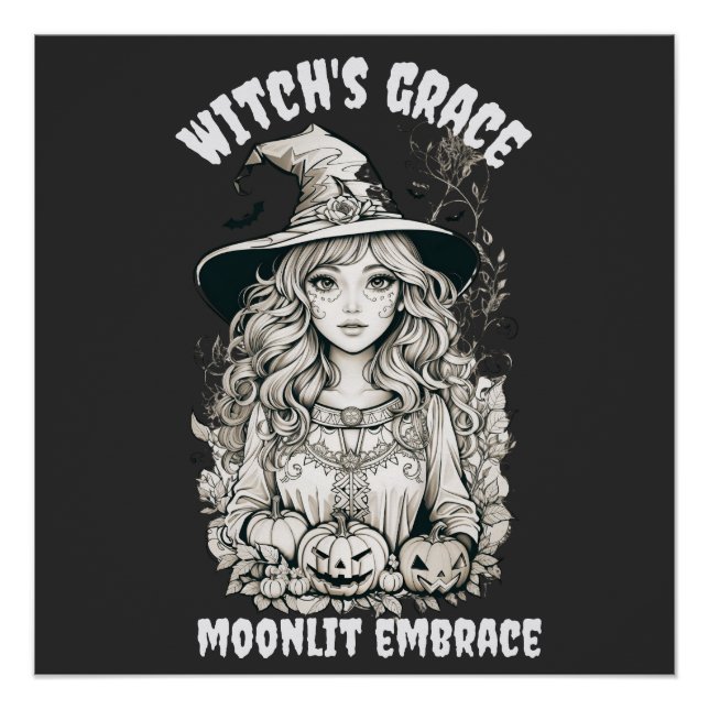 Poster Chemise sorcière Halloween | Chemises de chute Uni (Devant)