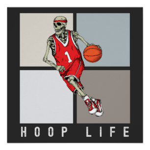 Poster Chemise squelette Design de basket-ball d'Hallow