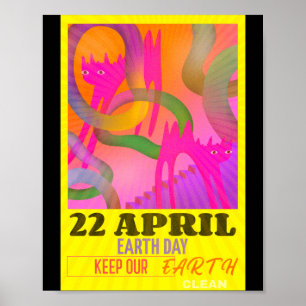 Poster Chemise T Art Abstrait Moderne Néon pour le Jour d
