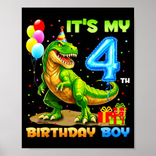 Poster Chemise T-Rex drôle pour garçons de 4 ans pour ann