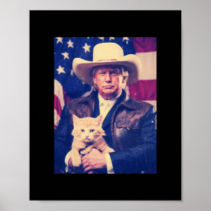 Poster Chemise Trump Chat Drôle Cowboy Donald Trump Améri