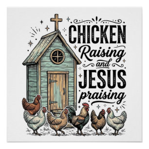 Poster Chemise vintage de ferme élevant des poulets et lo