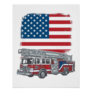 Poster Chemise vintage du drapeau américain de la camion 