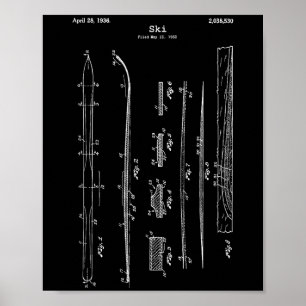 Poster Chemise vintage Ski Blueprint - Ski d'eau de neige