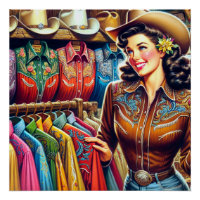 Chemise vintage Western Retro Cowgirl Shirt