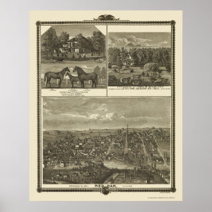 Poster Chêne rouge, IA Carte panoramique - 1875