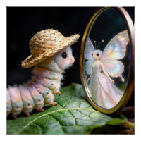 Chenille floue regardant un papillon fée