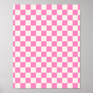 Poster Chèque rose, Motif en damier, À damiers