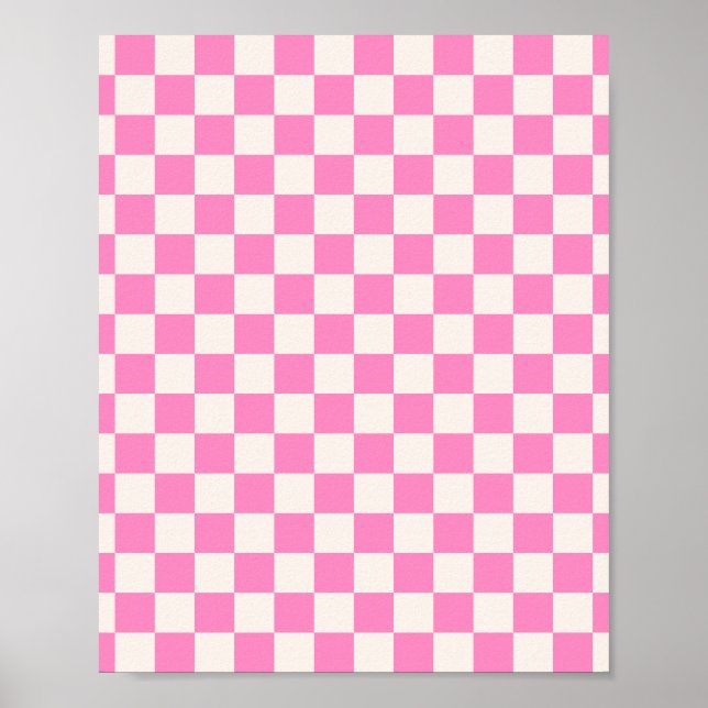 Poster Chèque rose, Motif en damier, À damiers (Devant)