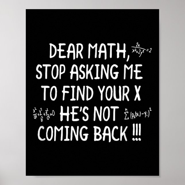 Poster Cher Citation Math Funny Math Math (Devant)