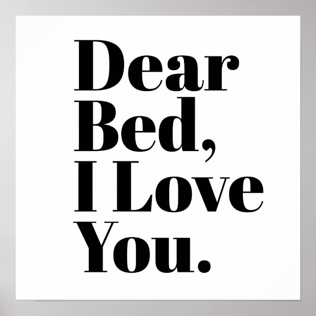 Poster Cher lit, Je T'Aime Blanc (Devant)