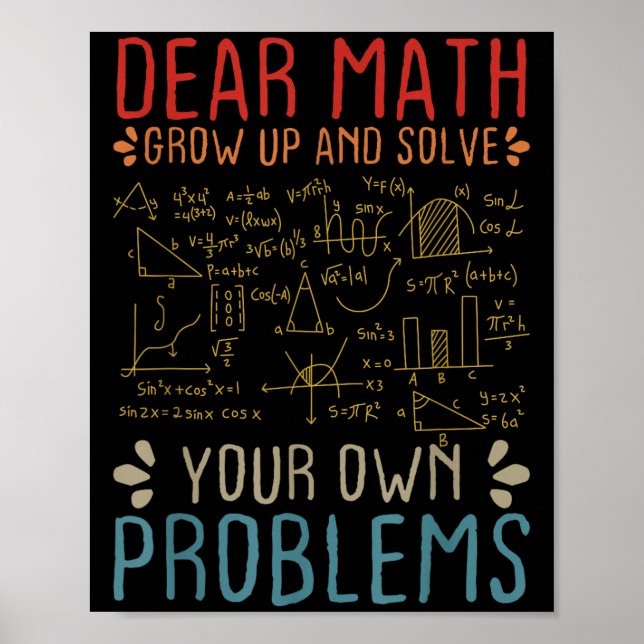Poster Cher Math Augmente Et Résoudre Vos Propres Problèm (Devant)