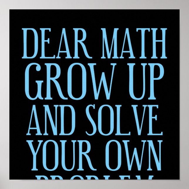 Poster Cher Math Augmente Et Résoudre Votre Propre Problè (Devant)