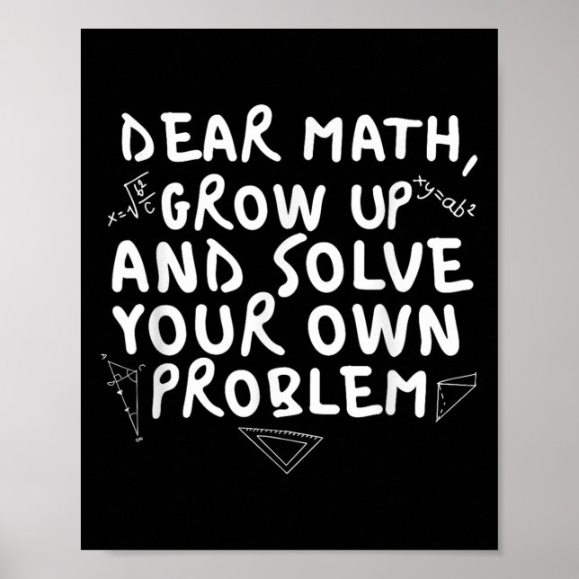 Poster Cher Math Augmenter Funny Math Problème Citer Garç (Devant)